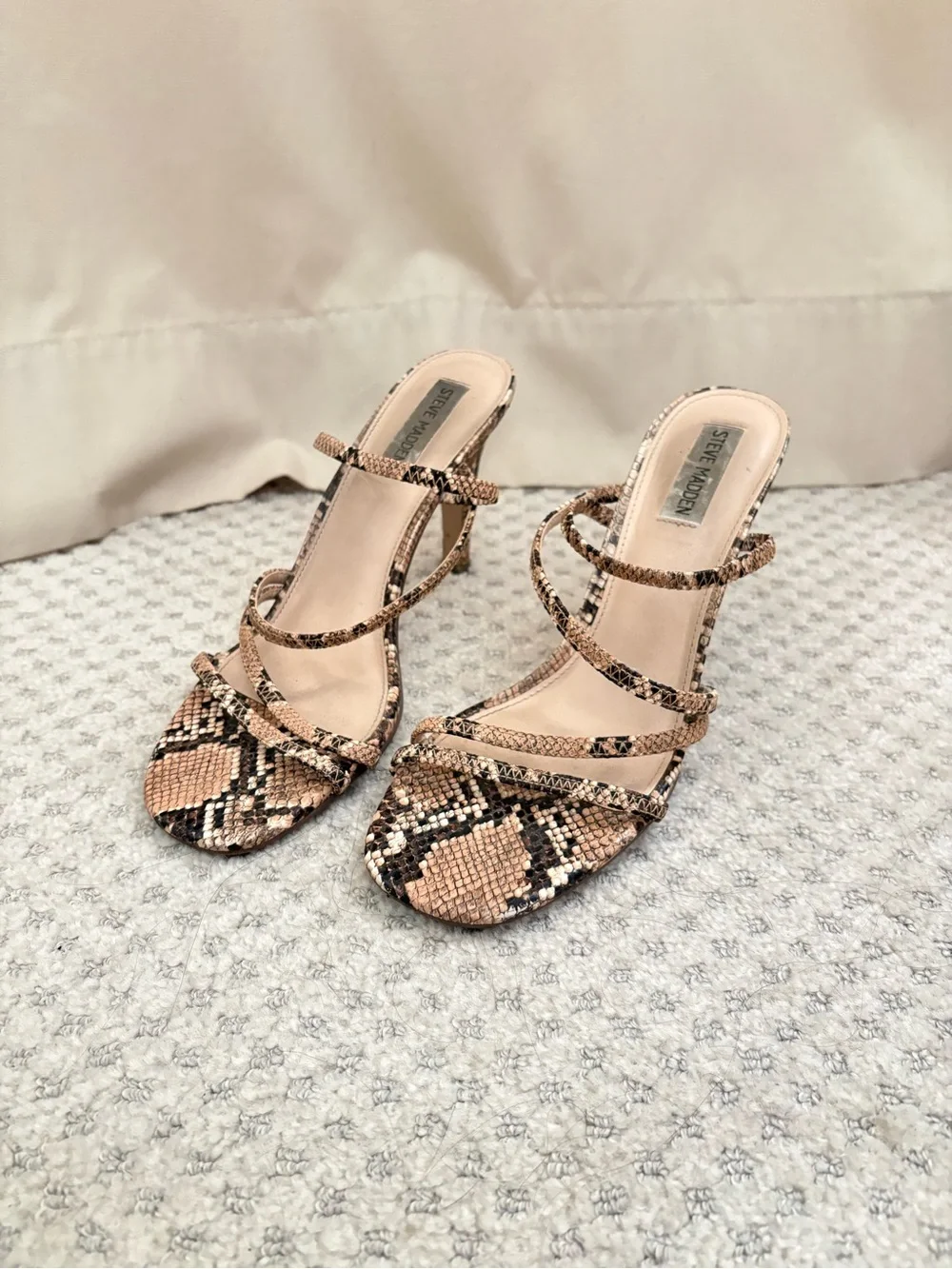 Steve Madden Snake-Print Multi-Strap Heeled Sandals